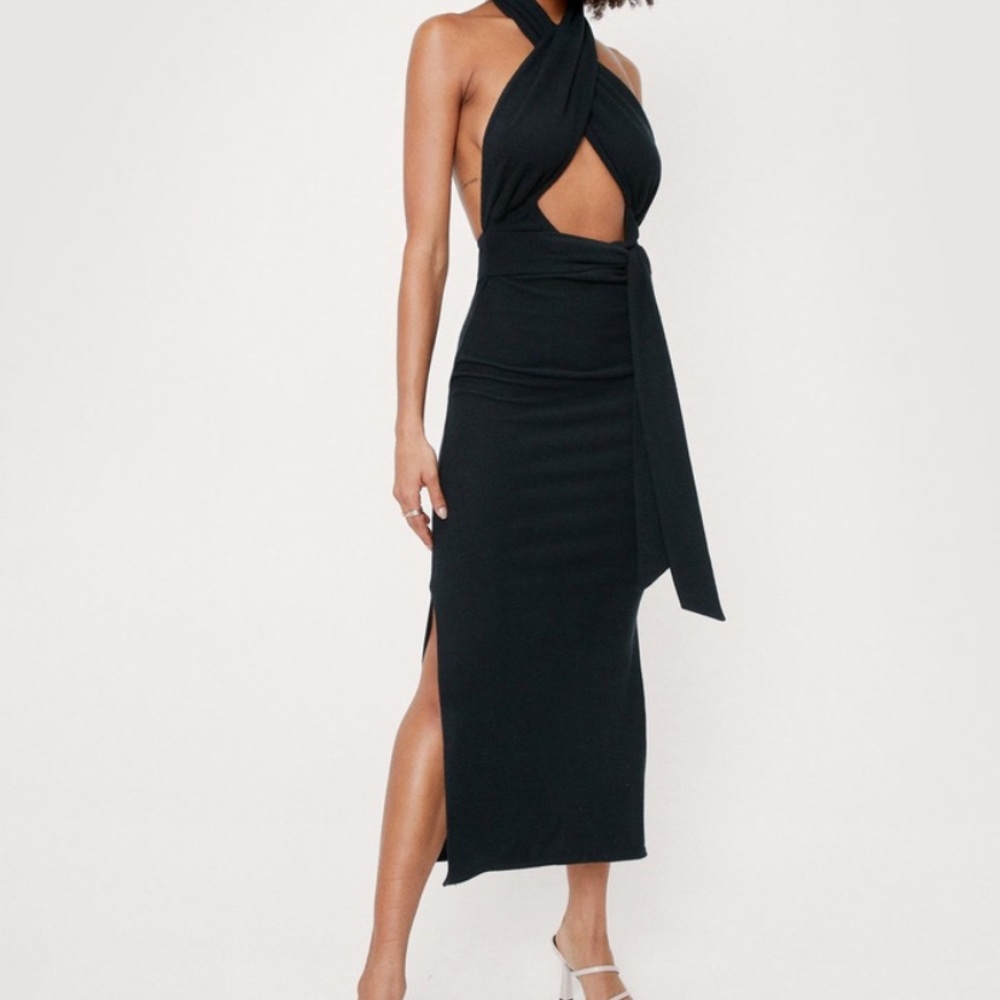 Nasty Gal Black Halter Dress
